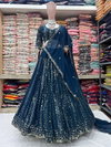 Krishi Navy Blue Wedding Wear Georgette Designer Lehenga Choli Wholesale Price In Surat
